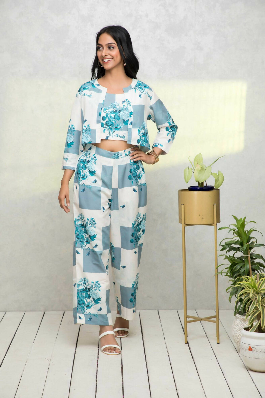 Myshka Women Multi Printed Summer Checks Co-Ords | Grocsy