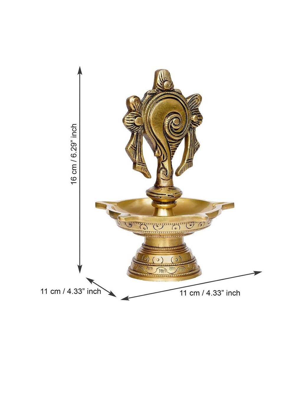 eCraftIndia Gold-Toned Shankha Handcrafted Diya with 5 wicks | Grocsy