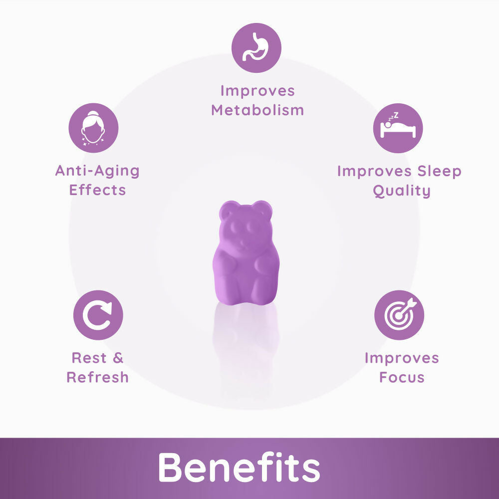 Purna Gummies Melatonin Wild Berry Flavour Gummies for Sleep Well & Reduced Stress | Grocsy
