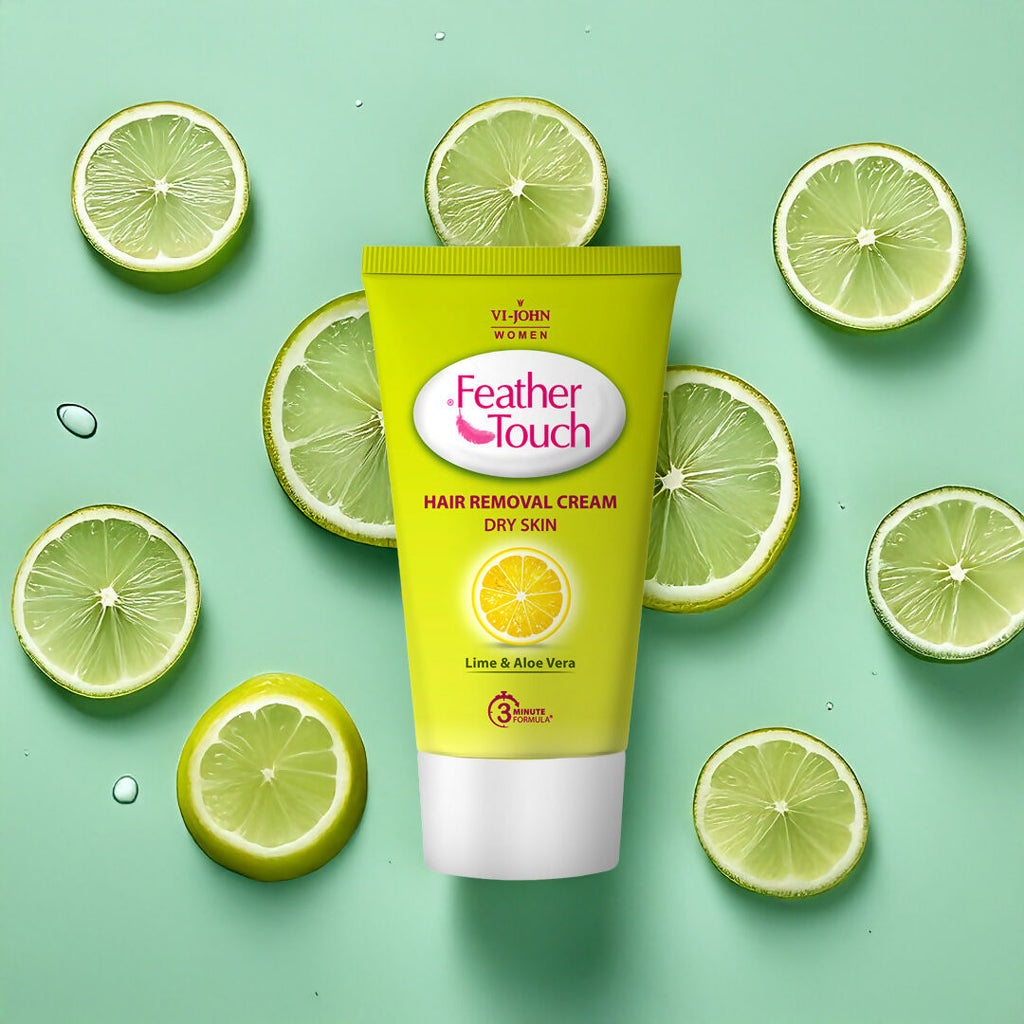 VI-JOHN Feather Touch Lime & Aloevera Hair Removal Cream for Women for Dry Skin, Suitable for Legs, Underarms, Bikini Line, Arms | Grocsy