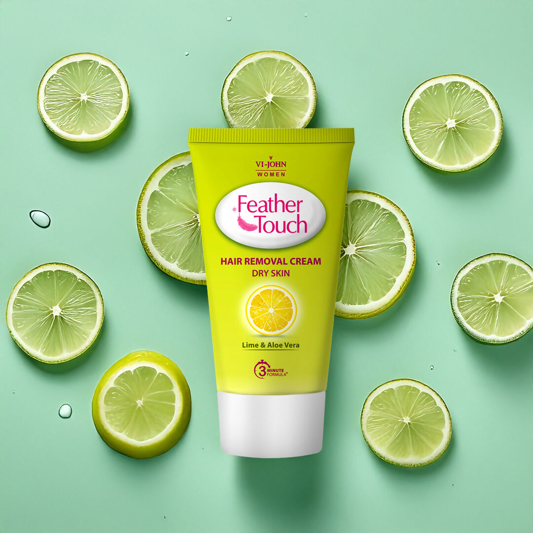 VI-JOHN Feather Touch Lime & Aloevera Hair Removal Cream for Women for Dry Skin, Suitable for Legs, Underarms, Bikini Line, Arms | Grocsy
