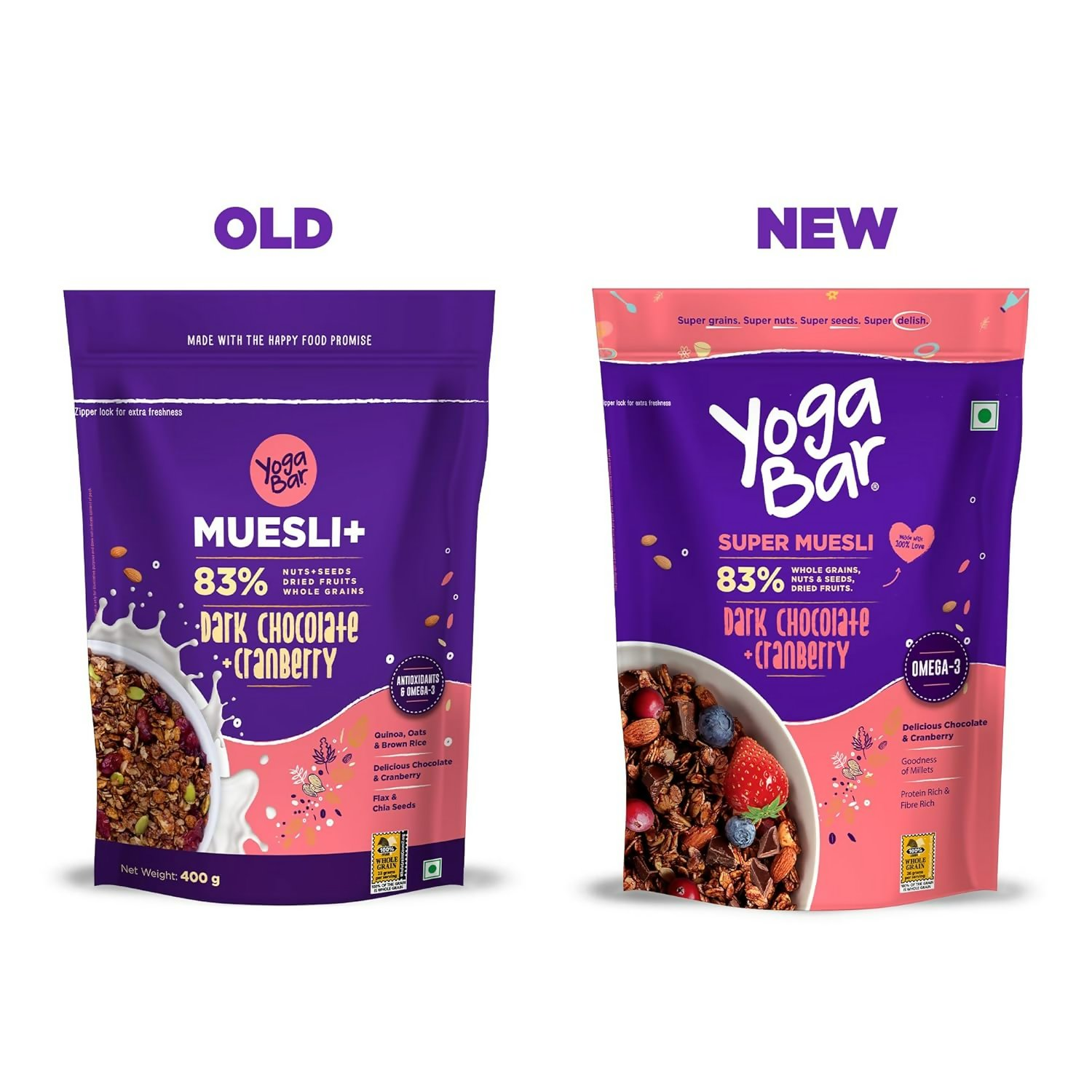 Yoga Bar Wholegrain Breakfast Muesli - Fruits, Nuts + Seeds + Dark Chocolate | Grocsy