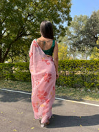 Vamsee Pink Chiffon Designer Saree | Grocsy
