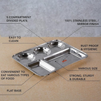 Sumeet Stainless Steel Rectangular 5 in 1 Compartment Lunch/Dinner Plate - small | Grocsy