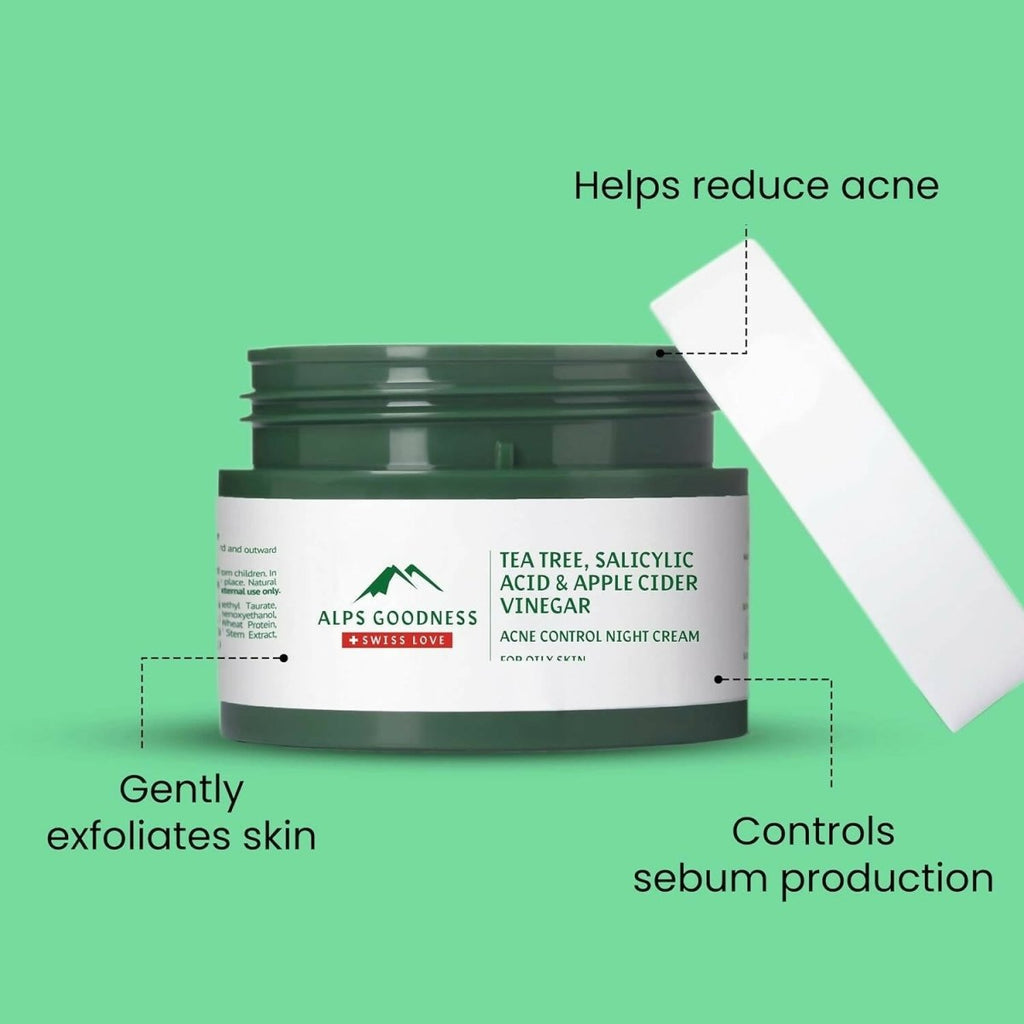 Alps Goodness Tea Tree, Salicylic Acid & Apple Cider Vinegar Acne Control Night Cream | Grocsy