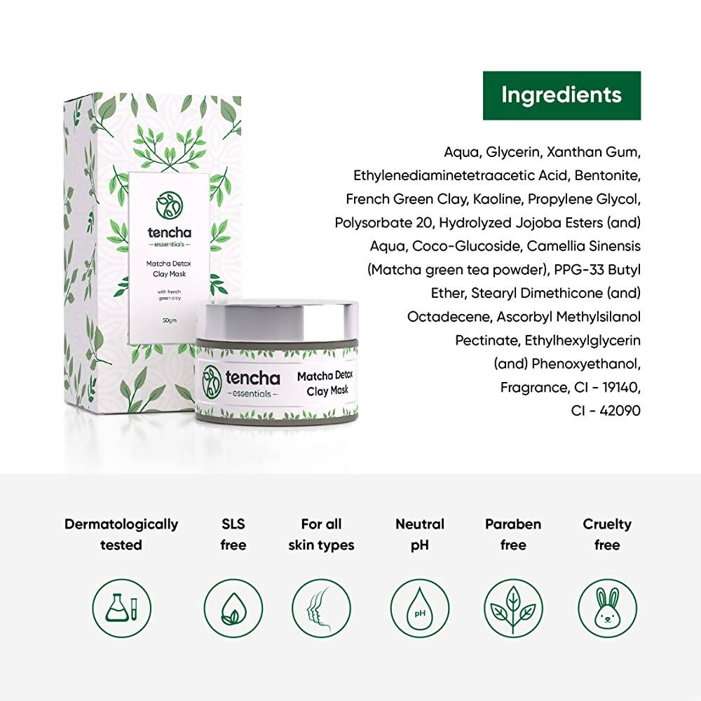 Tencha Essentials Matcha Detox Clay Face Mask | Grocsy