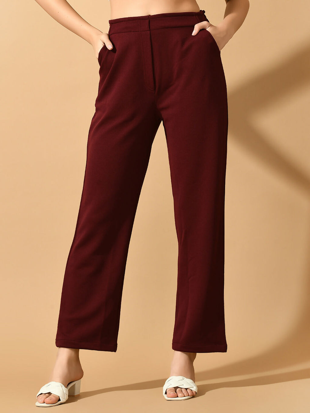 Myshka Women's Violet Straight Fit Party Trouser | Grocsy