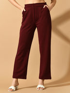 Myshka Women's Violet Straight Fit Party Trouser | Grocsy