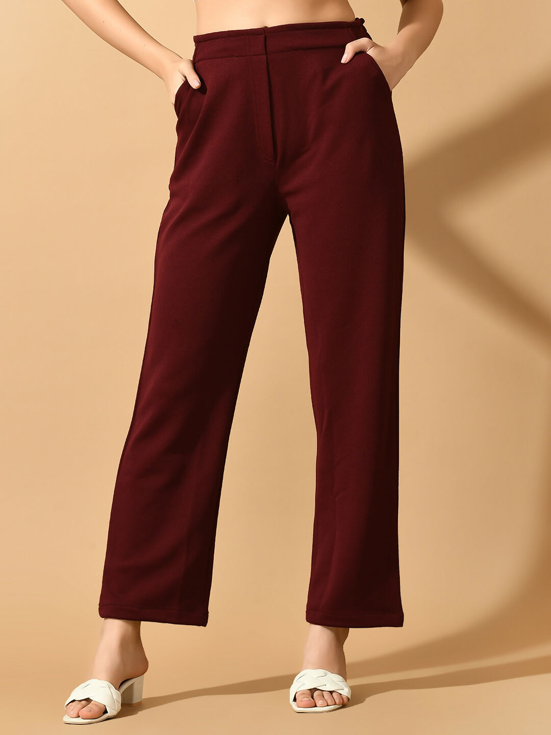 Myshka Women's Violet Straight Fit Party Trouser | Grocsy