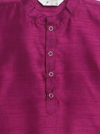 Ahalyaa Purple Poly Silk Solid Kids Kurta Churidar Set For Boys | Grocsy