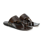 Stepsoft Men'S Designer Kolhapuri Chappal | Brown Handcrafted Ethnic Leather Footwear | Grocsy