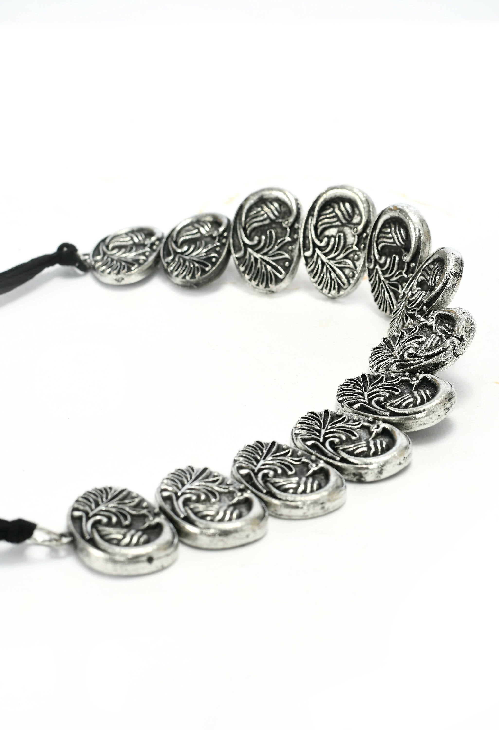 Mominos Fashion Johar Kamal Oxidised Silver-Plated Brass Finish Choker For Women | Grocsy