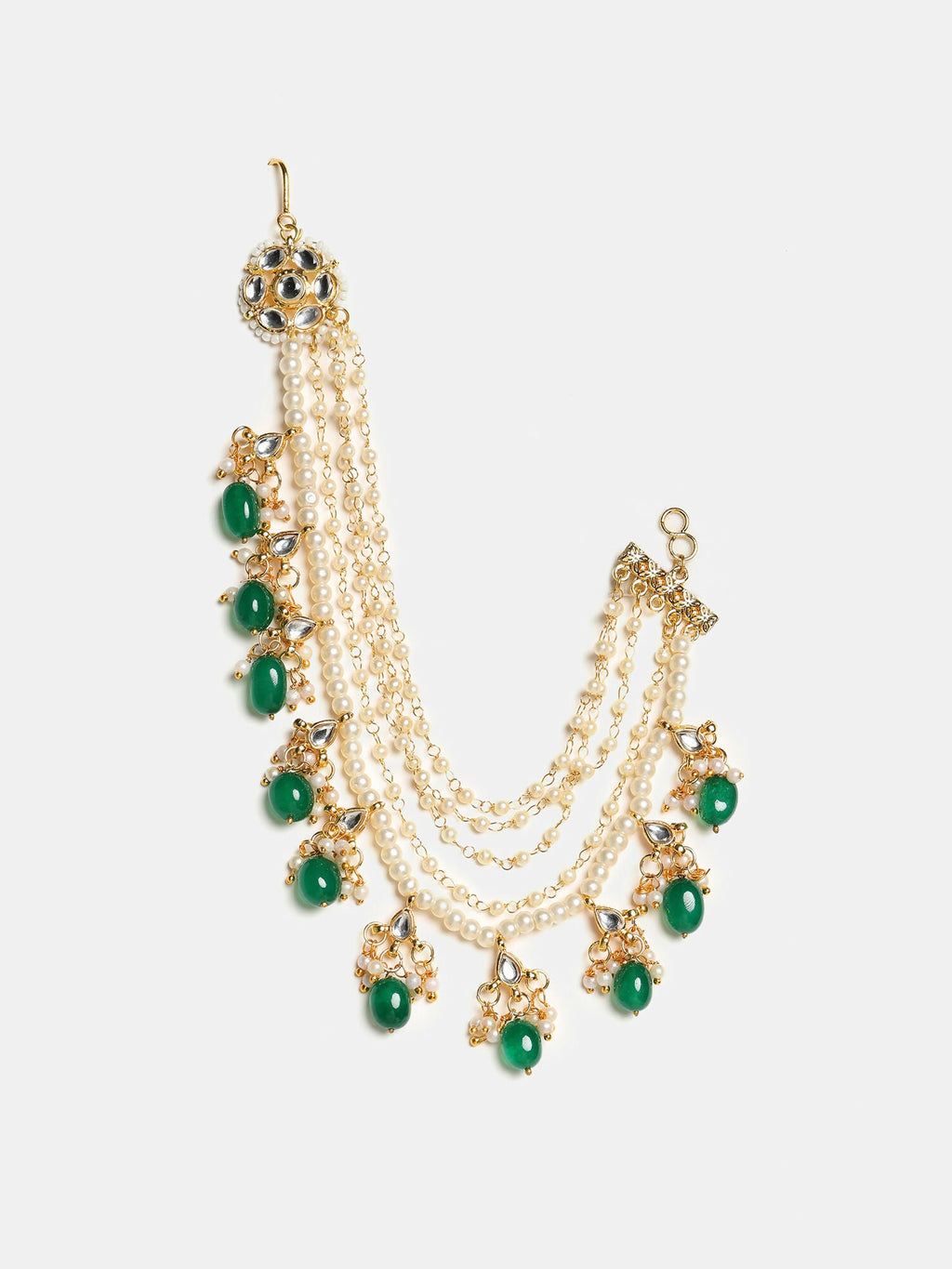 Ruby Raang Green Emerald Gold Plated Kaan Chain | Grocsy