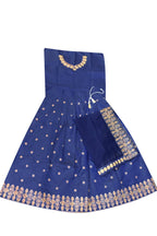Dwiden Royal Blue Queen Tafetta Sattin Semi-Stitched Girl's Lehenga Choli | Grocsy