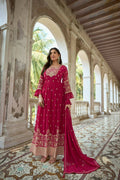 Pink Heavy Faux Georgette Anarkali Embroidered Kurta Set - Dhvani | Grocsy