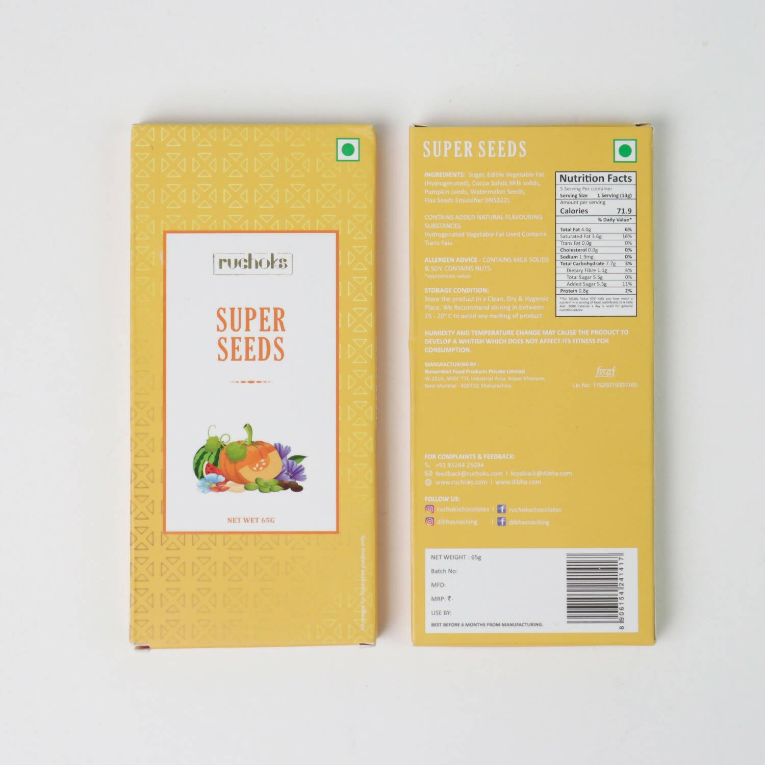 Dibha Ruchoks - Super Seeds Chocolate Bar | Grocsy
