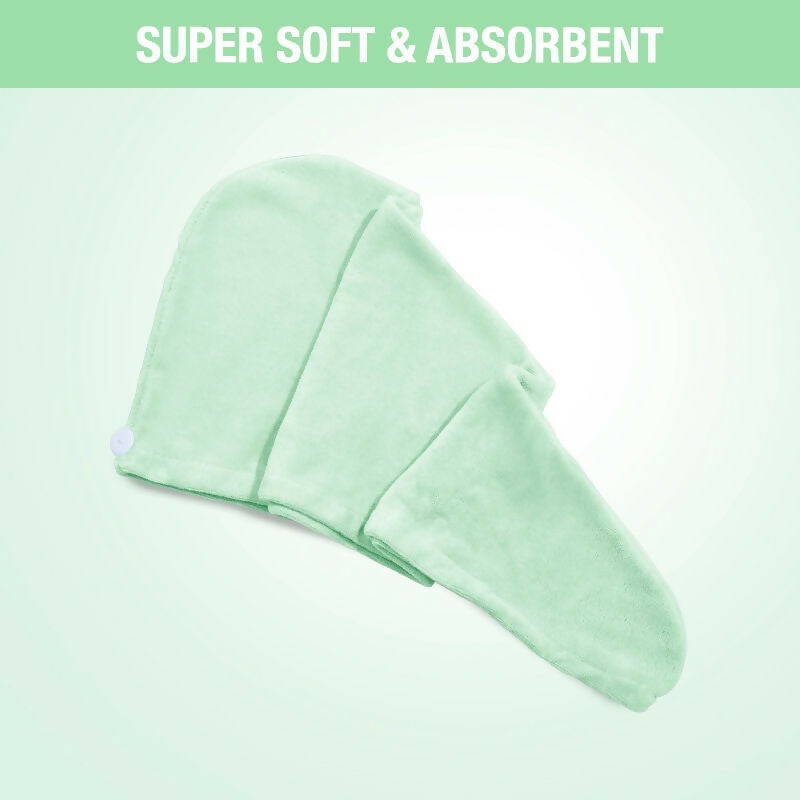 Nykaa Naturals Microfiber Hair Wrap for Frizz Free & Shiny Hair - Green | Grocsy