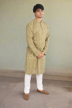Souchii Men Pure Cotton Geometric Printed Straight Kurta | Grocsy