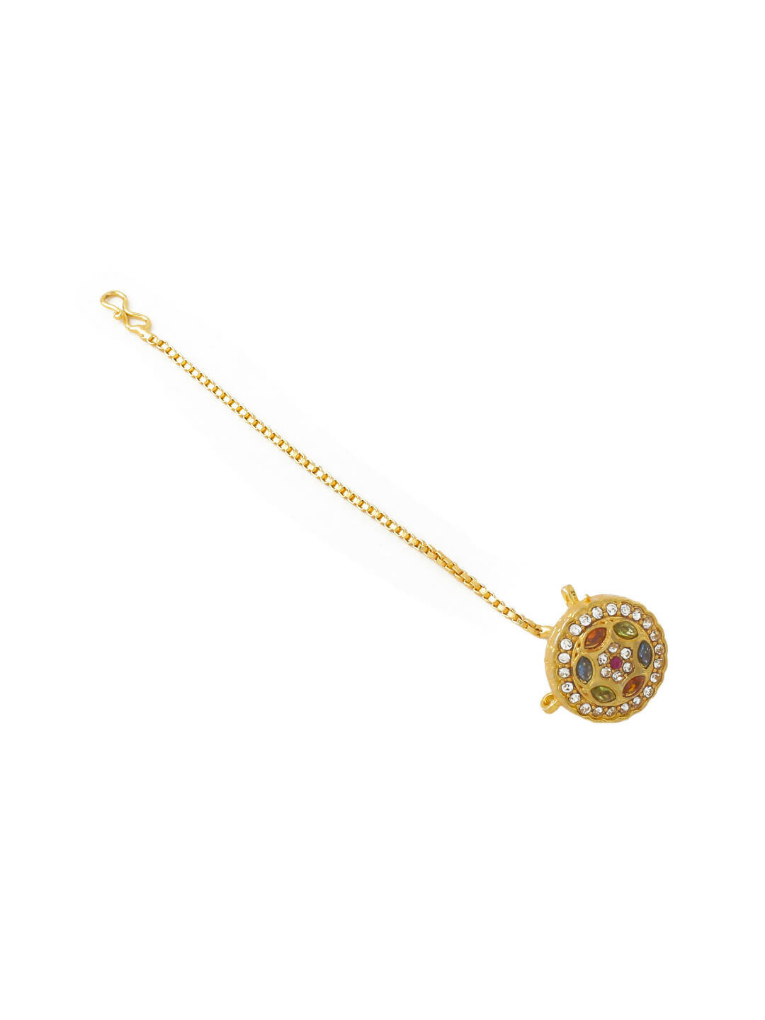 NVR Women's Trending Stylish Gold-Polished Maang Tikka | Grocsy