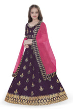 Dwiden Purple Kamal Tafetta Sattin Semi-Stitched Girl's Lehenga Choli | Grocsy