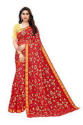 Vamika Red Printed Chiffon Saree (UJALA RED) | Grocsy