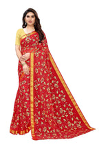 Vamika Red Printed Chiffon Saree (UJALA RED) | Grocsy