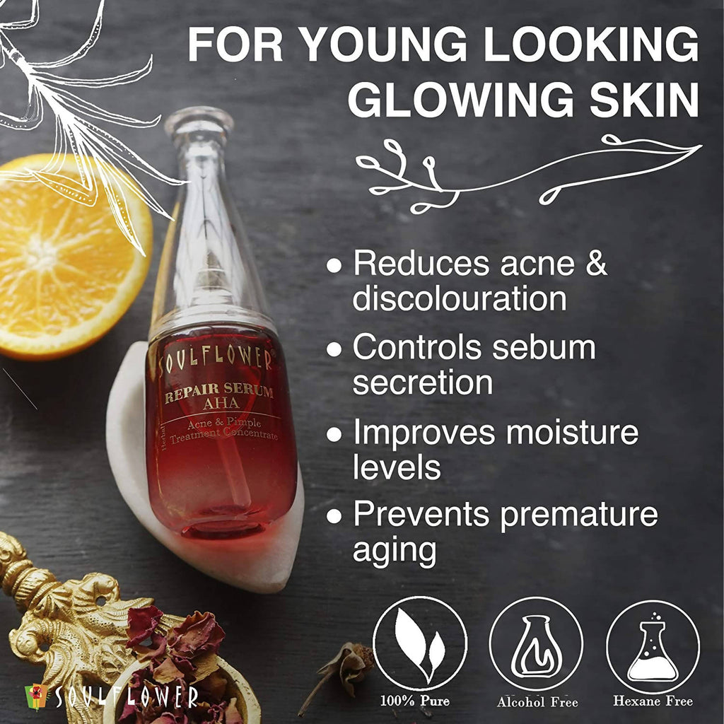 Soulflower Herbal Repair Serum AHA | Grocsy