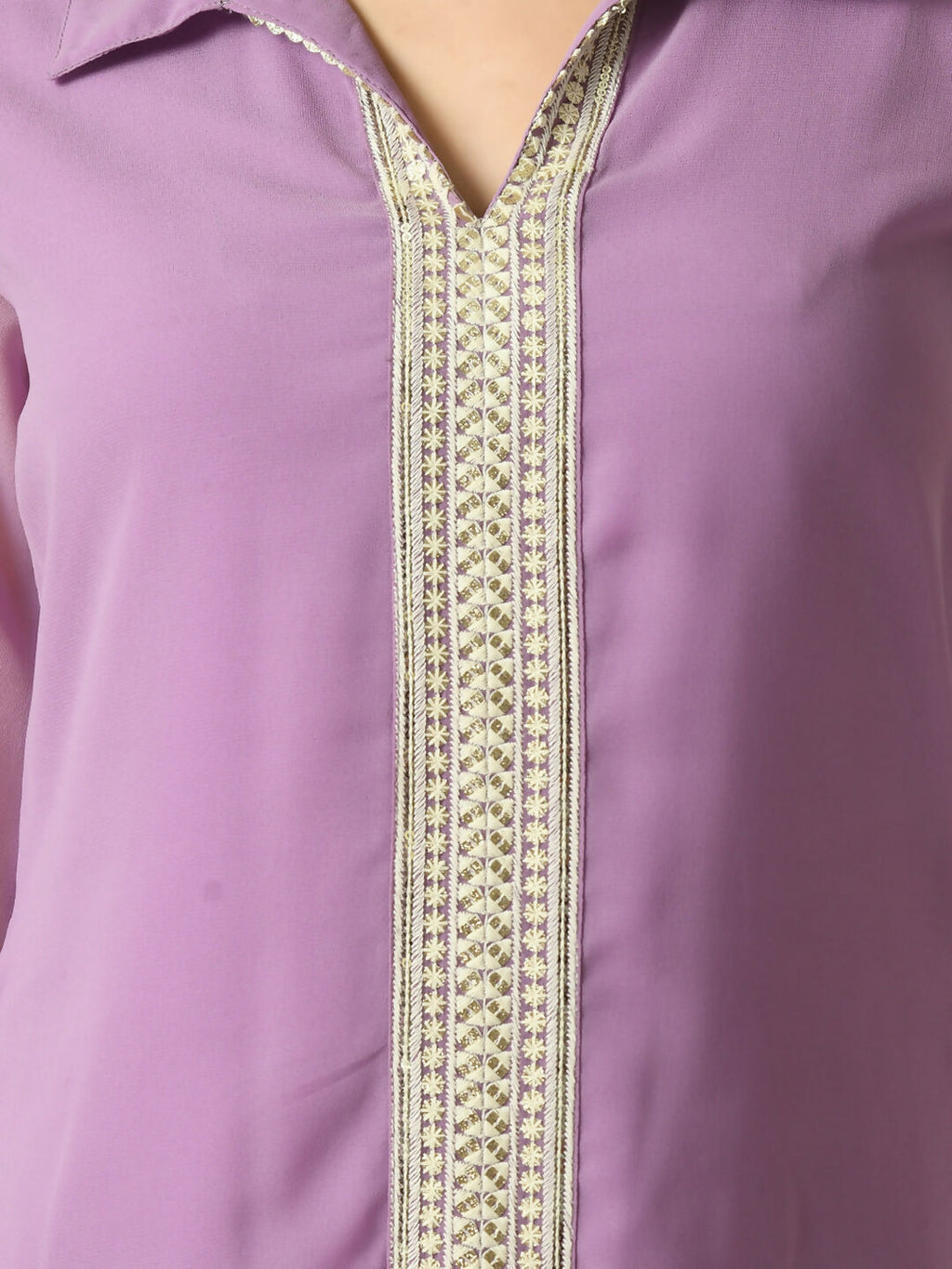 Myshka Women's Purple Embroidered Party Fusion Top | Grocsy