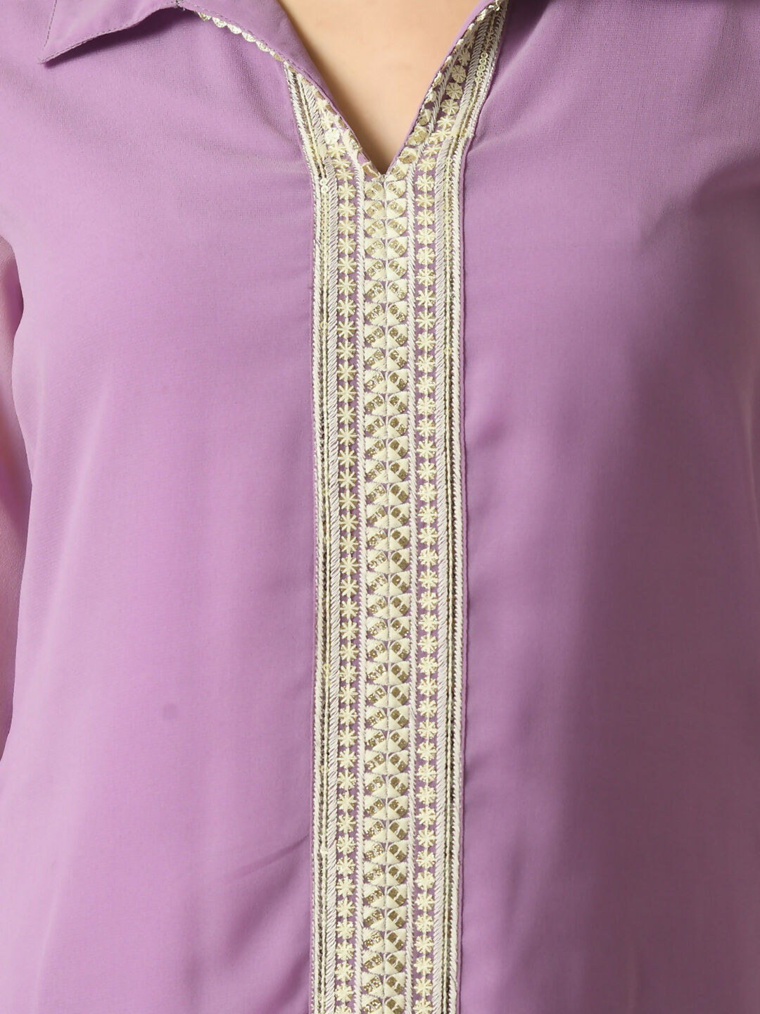 Myshka Women's Purple Embroidered Party Fusion Top | Grocsy