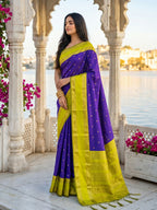 Shree Shyam Fashion Navy Blue Silk Blend Saree | Grocsy