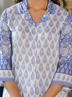 Juniper Women's Purple Ethnic Motif Printed Viscose Kurta & Pants Set With Buttons | Grocsy