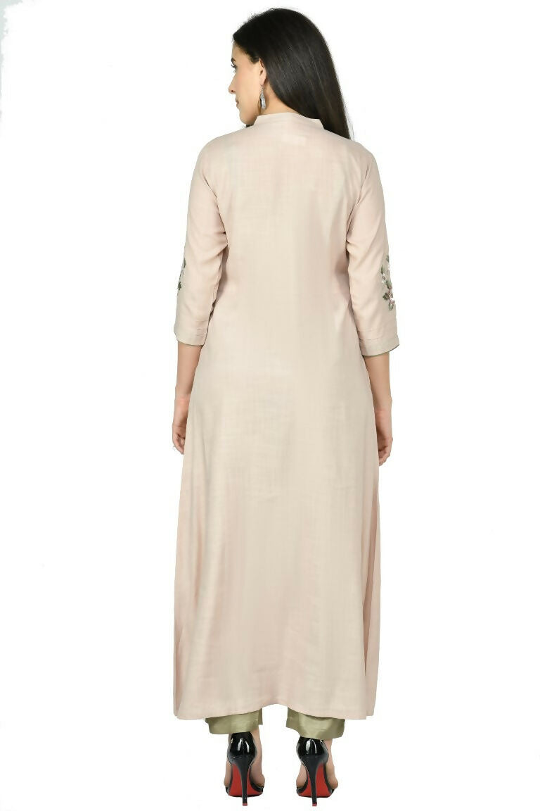 Joban Fashion Beige Cotton Rayon Kurta Set | Grocsy