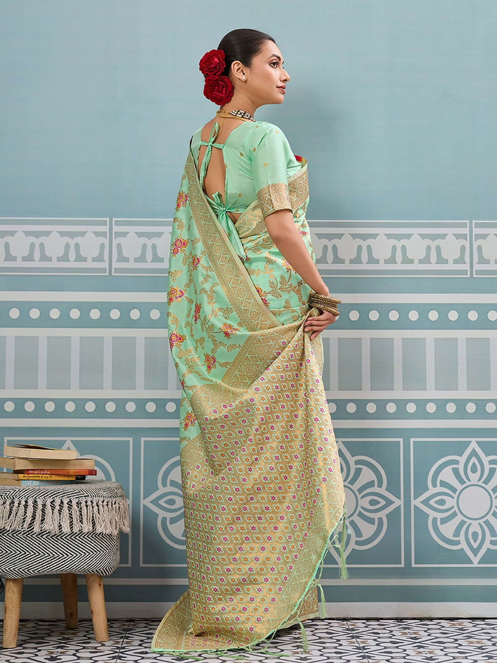 Shree Shyam Fashion Pista Silk Saree | Grocsy