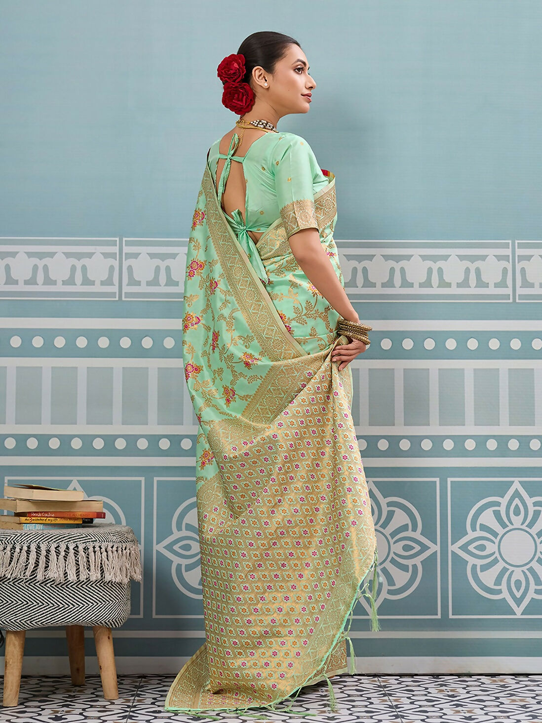 Shree Shyam Fashion Pista Silk Saree | Grocsy