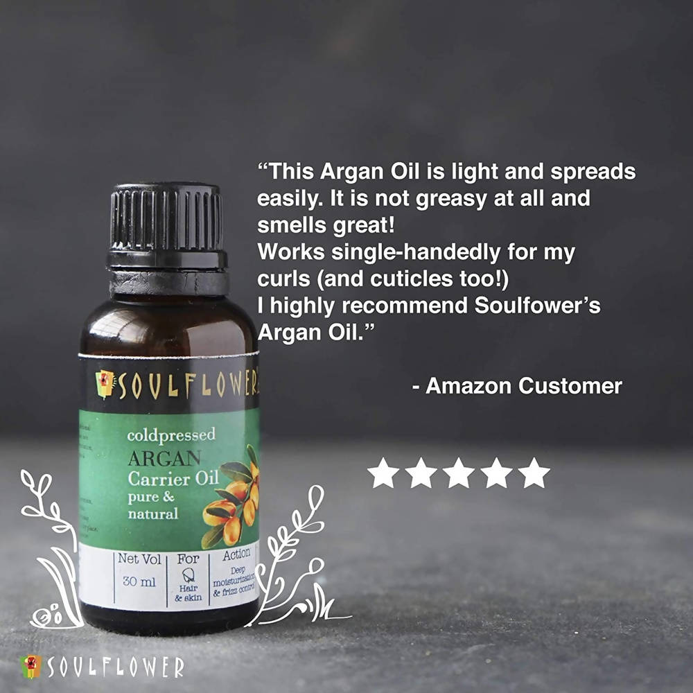 Soulflower Cold Pressed Argan Carrier Oil Pure & Natural | Grocsy