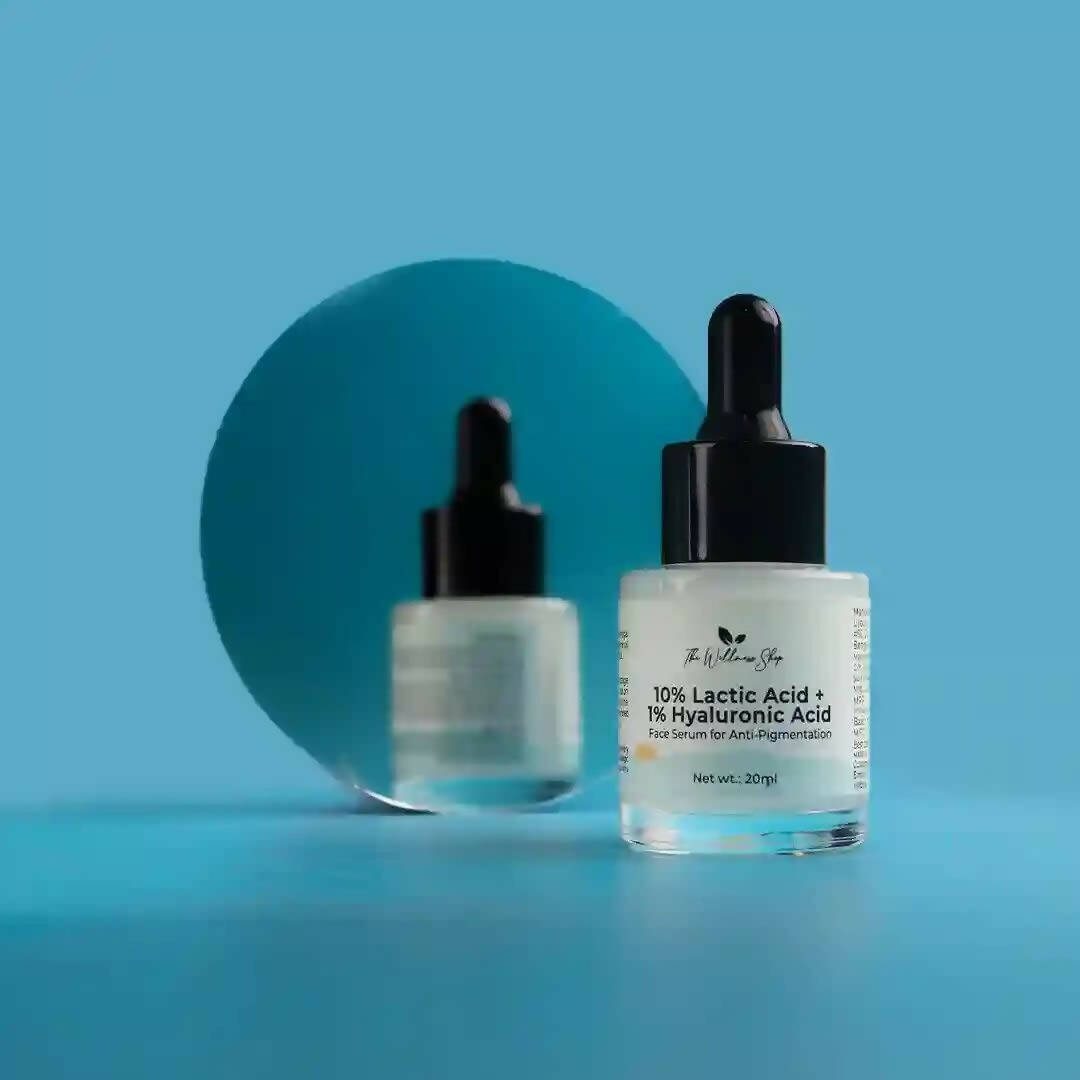 The Wellness Shop 10% Lactic Acid, 1% Hyaluronic Acid Face Serum | Grocsy