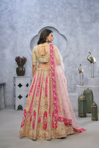 Kesar Fab Chiku Organza Embroidered Lehenga | Grocsy