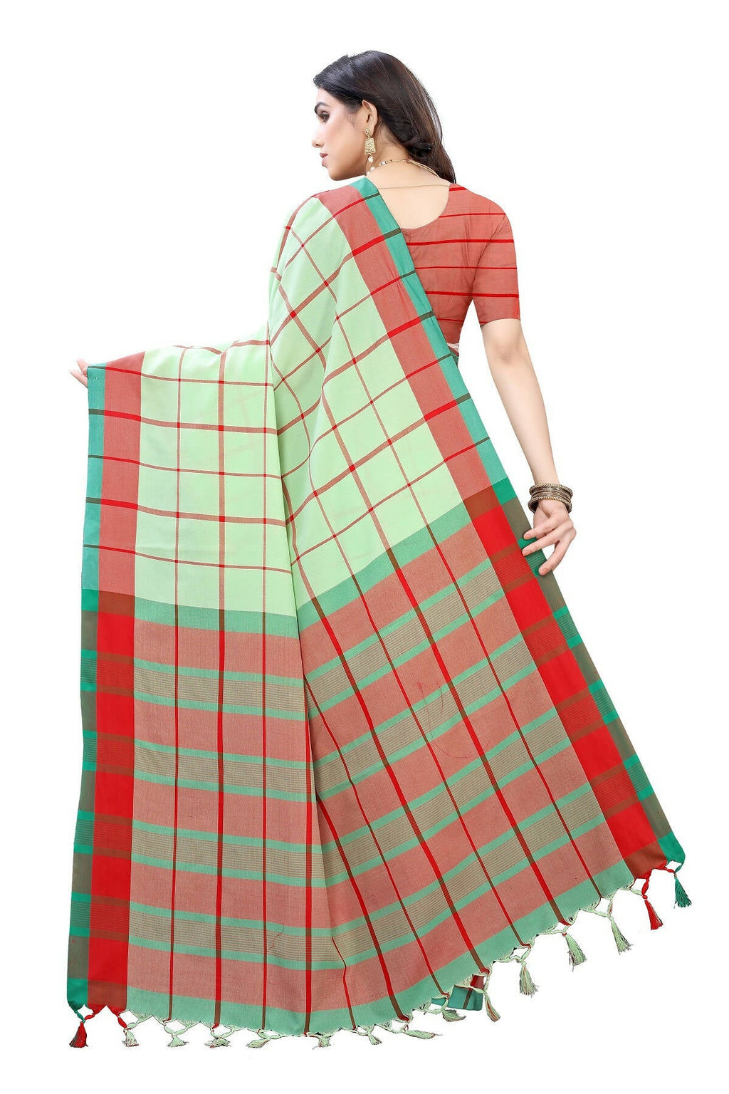 Vamika Pista Green Cotton Silk Weaving Saree | Grocsy