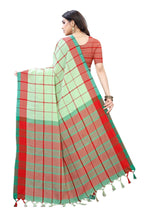 Vamika Pista Green Cotton Silk Weaving Saree | Grocsy