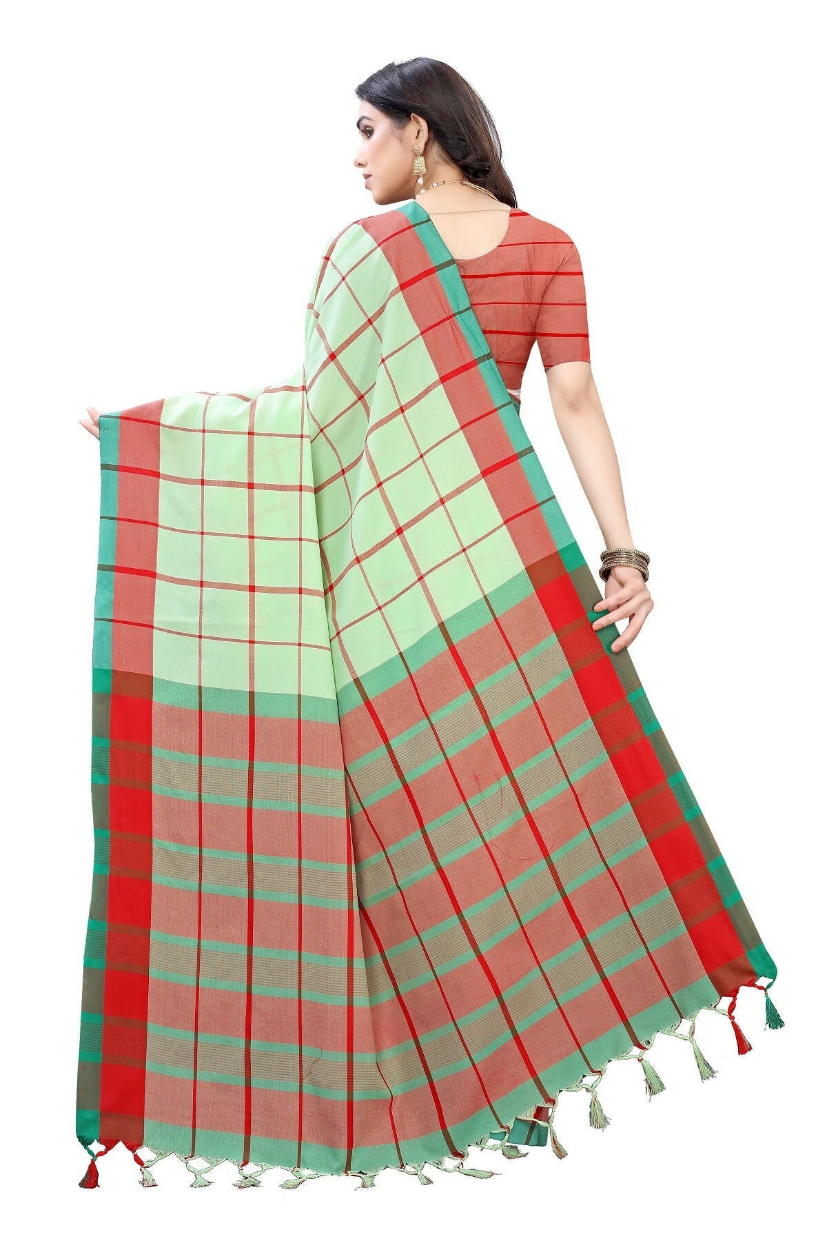 Vamika Pista Green Cotton Silk Weaving Saree | Grocsy