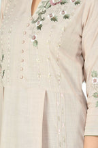 Joban Fashion Beige Cotton Rayon Kurta Set | Grocsy