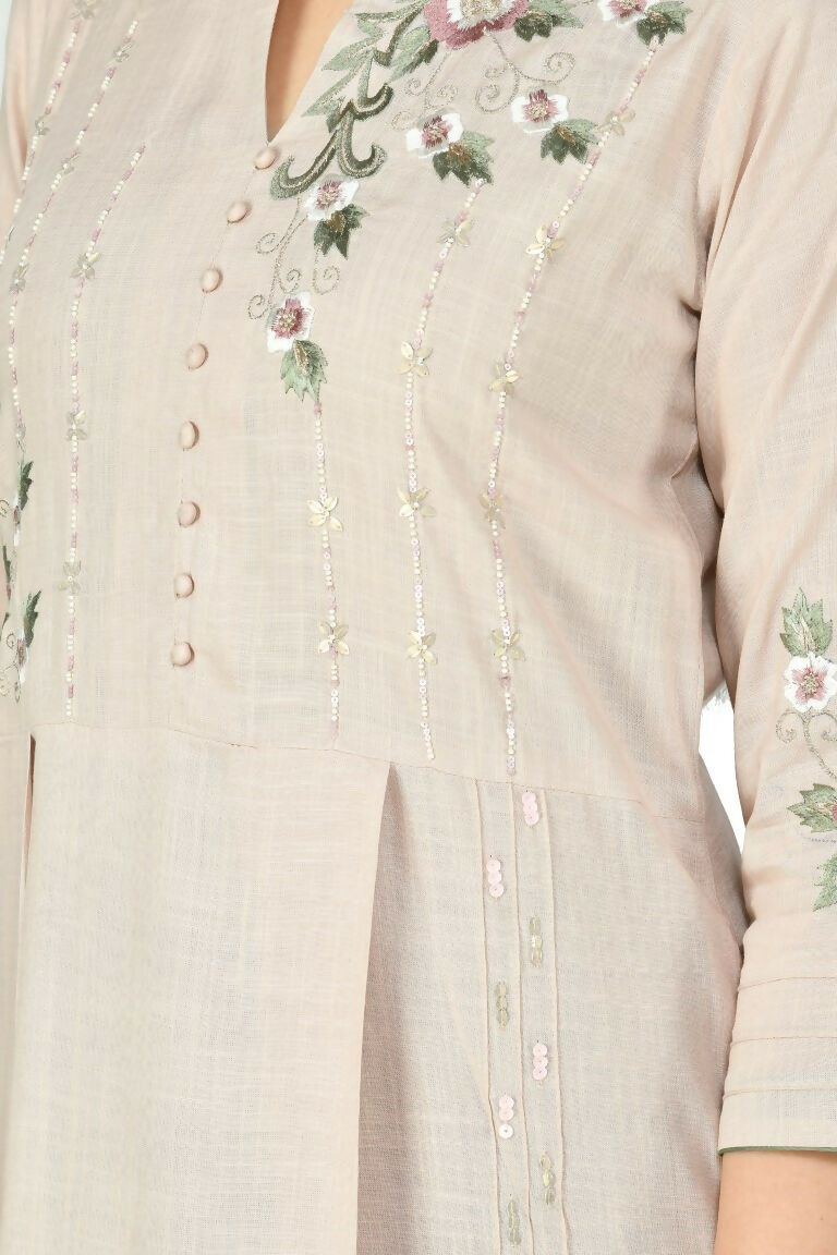Joban Fashion Beige Cotton Rayon Kurta Set | Grocsy