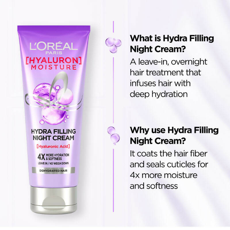 L'Oreal Paris Hyaluron Moisture Hydra Filling Night Cream Hair | Grocsy