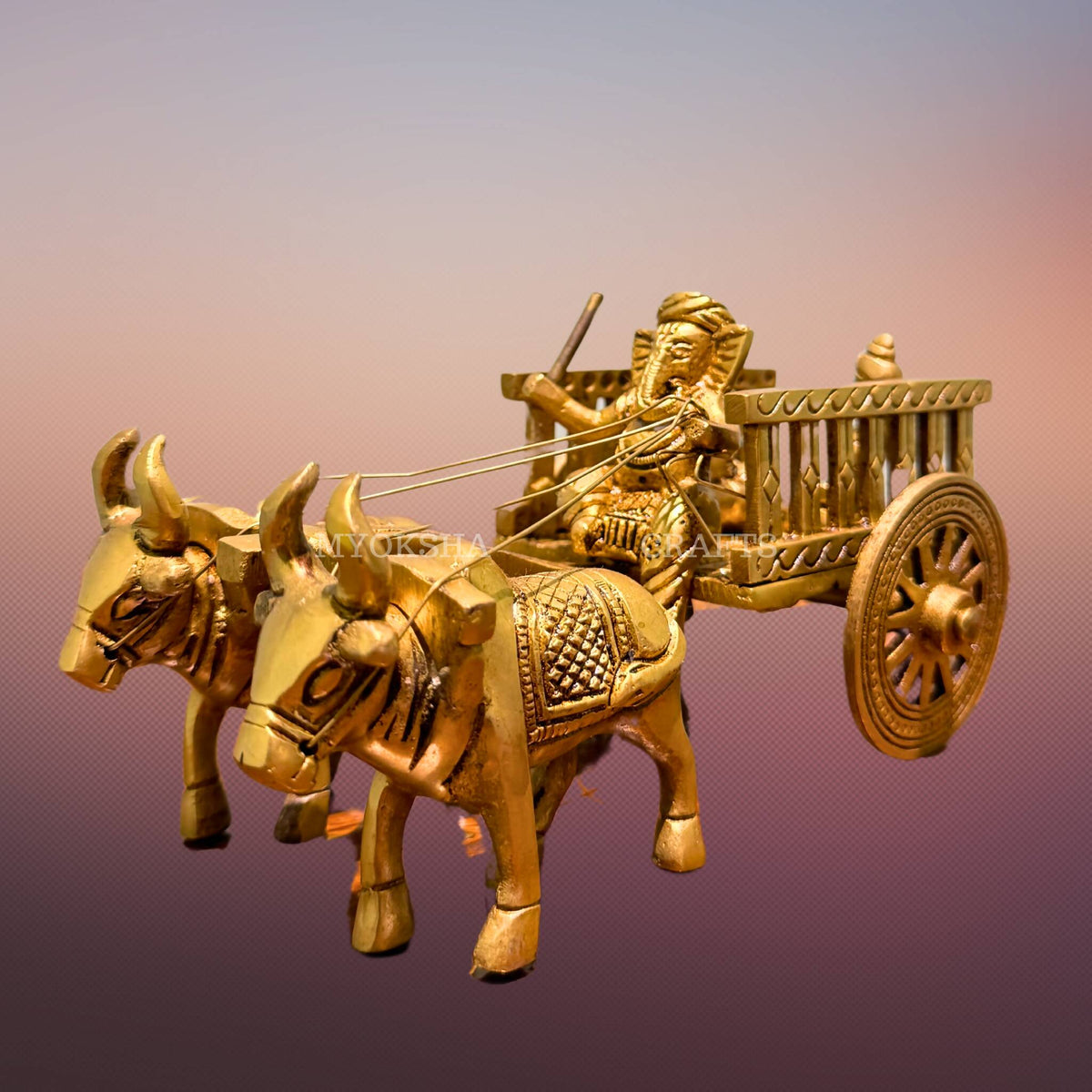 Brass Bullock Cart with Ganesha | Grocsy