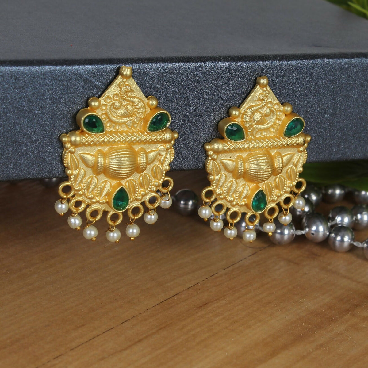 Joban Fashion Women Matte Gold Brass Earrings | Grocsy