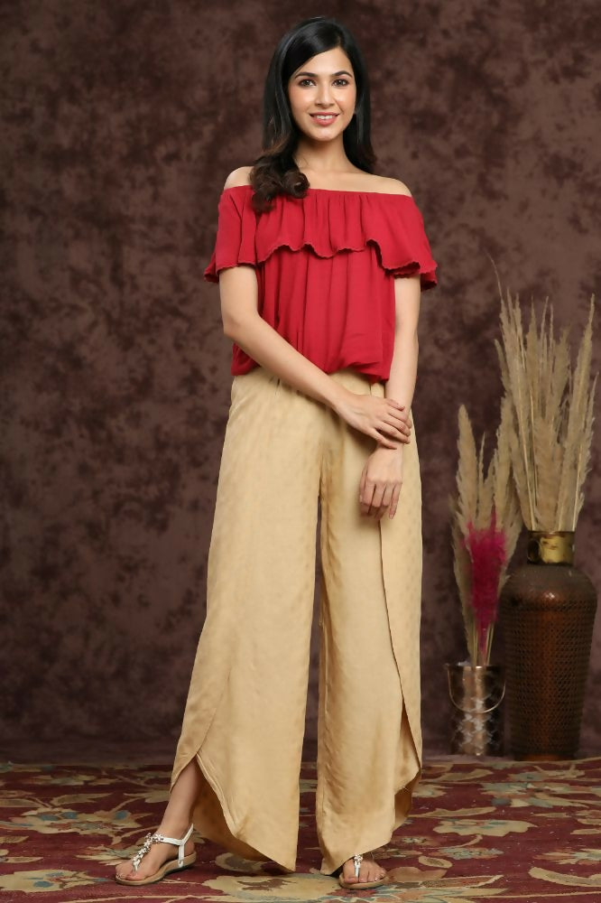 Juniper Gold Ethnic Motif Printed Rayon Tulip Pants | Grocsy