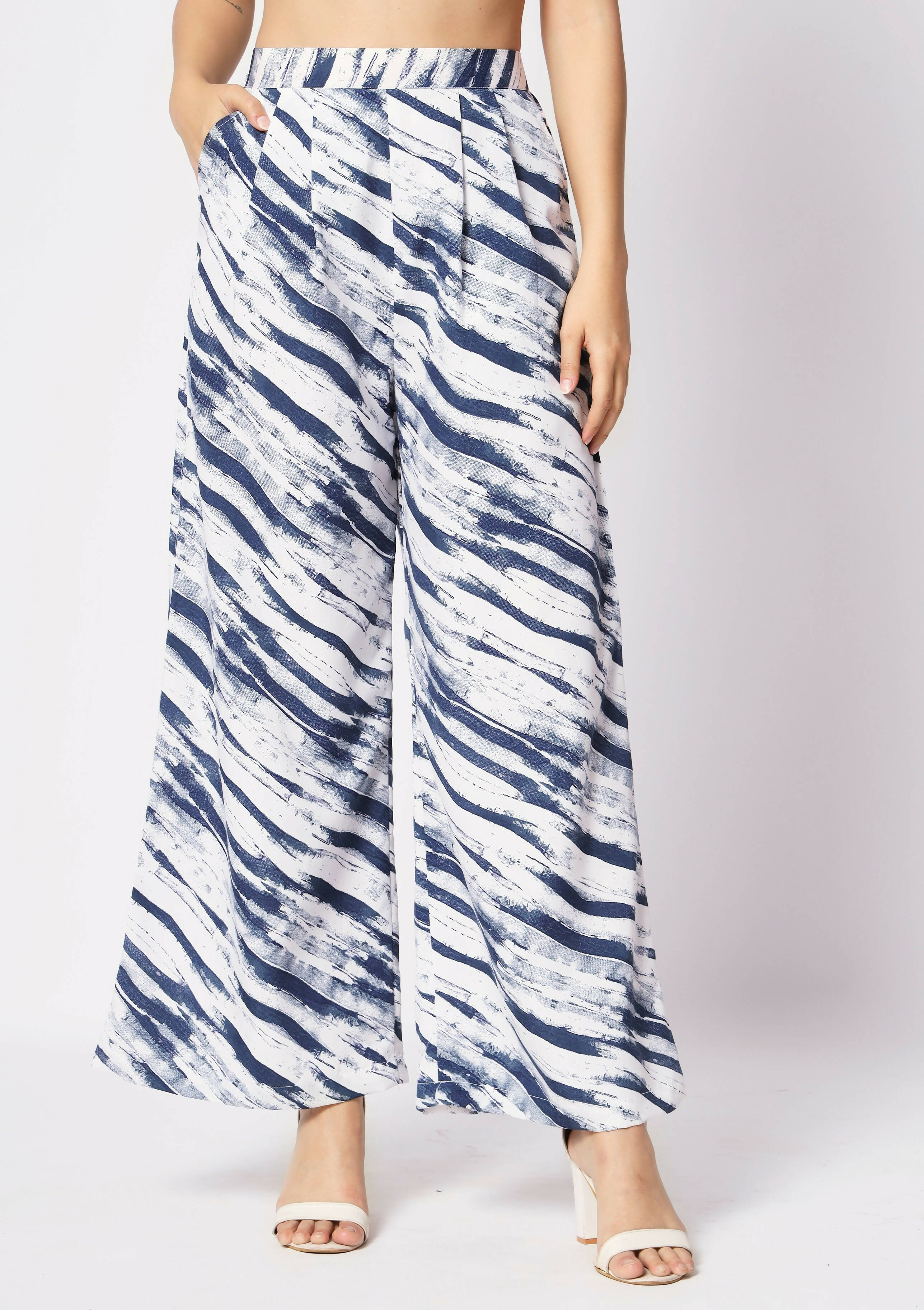 Blue Crepe Digital Printed Top With Matching Trouser - Shivani | Grocsy