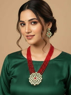 NVR Women Gold Plated Red Kundan Jewellery Set | Grocsy