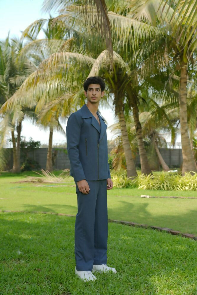 Nebula Verge Denim Blue Shacket by Hilo Design | Grocsy