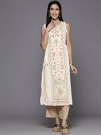 Ahalyaa Women's Traditional wear Kurta - Off-White | Grocsy